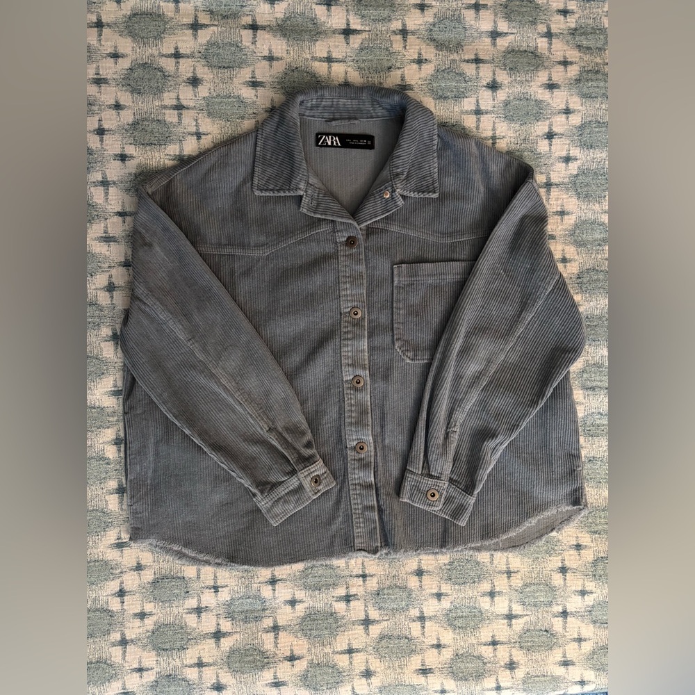 Zara blue corduroy shirt jacket